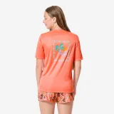 DECATHLON Detské tričko na surf s UV ochranou 100 Palms koralové 12-13 r (149-159 cm) · záber 1