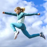 DECATHLON Dievčenské priedušné legíny s vysokým pásom modré 8-9 r (131-140 cm) · záber 2