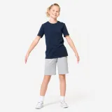 DOMYOS Multišportové detské šortky na cvičenie sivé melírované 12-13 r (151-160 cm) · záber 2