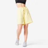 DOMYOS Dámske šortky 520 Wide Leg pastelovo žlté S · záber 1