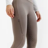 FOUGANZA Dámske jazdecké legíny 500 Fullgrip hnedé M · záber 2