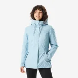 QUECHUA Dámska turistická bunda NH500 nepremokavá do -10°C modrá M · záber 1
