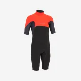 OLAIAN Detský krátky neoprén Shorty 900 na surf s hrúbkou 1,5 mm čierno-oranžový 10-11 r (141-150 cm) · záber 1
