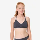DECATHLON Vrchný diel dievčenských plaviek Lizy s prekríženými remienkami na surf čierny 8-9 r (131-140 cm) · záber 1