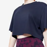 DOMYOS Dámsky crop top tmavomodrý L · záber 2