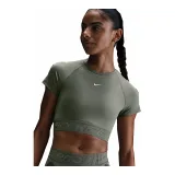 Dámské tréninkové tričko s krátkým rukávem NIKE PRO W NP DF SS CROP TOP TT GX-320-Khaki · záber 5