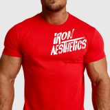 Pánske fitness tričko Iron Aesthetics Splash, červené · záber 4