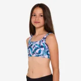 DECATHLON Dievčenský vrchný diel plaviek Nora 500 fialový s motívom 10-11 r (141-148 cm) · záber 1