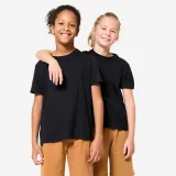 DOMYOS Detské bavlnené tričko unisex na cvičenie čierne 10-11 r (141-150 cm) · záber 1