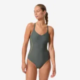 DECATHLON Dámske jednodielne plavky Lila zeleno-zlaté XL · záber 1