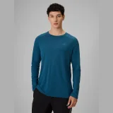 Rychleschnoucí trekkingový longsleeve s merino vlnou pánský - tyrkysový · záber 1