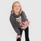 Dívčí tepláková mikina bez zapínání a s kapucí - šedá · záber 1