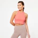 DOMYOS Dámsky crop top 520 pastelovo koralový 2XL · záber 1