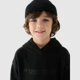 Chlapecký fleece regular s kapucí - černý · záber 2
