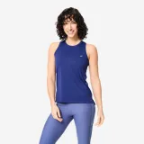 DOMYOS Dámske fitness tielko s rovným strihom tmavomodré XL · záber 1