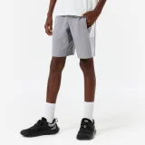 DECATHLON Detské priedušné šortky na cvičenie unisex sivo-biele 12-13 r (151-160 cm) · záber 1