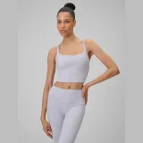 Rychleschnoucí crop-top na jógu dámský - fialový · záber 2