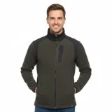 Pánská zateplená turistická mikina se zipem NORTHFINDER SZYMON 550blackdarkgreen · záber 1
