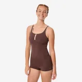 DECATHLON Dámske jednodielne plavky Heva šortkové na zips hnedé 2XL · záber 1