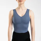 DOMYOS Dievčenský baletný trikot 150 sivomodrý 8-9 r (131-140 cm) · záber 1