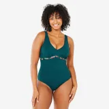 DECATHLON Dámske jednodielne plavky Rosy Ara na aquafitness modré M · záber 1