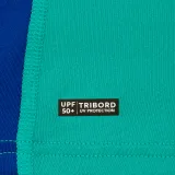 DECATHLON Chlapčenské tričko na surf s UV ochranou 500 zeleno-modré 8-9 r (131-140 cm) · záber 2