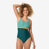 DECATHLON Dámske jednodielne plavky Heva Li modro-tyrkysové XL-2XL · záber 1