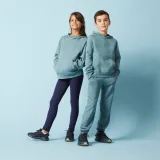 DOMYOS Detská bavlnená mikina s kapucňou kaki 7-8 r (123-130 cm) · záber 2