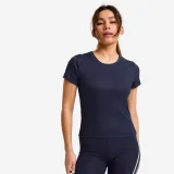 DOMYOS Dámske rebrované fitness tričko tmavomodré 2XL · záber 1
