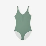 DECATHLON Dámske jednodielne plavky Virginia Lurex sivo-zelené XS-S · záber 2