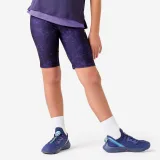 DECATHLON Dievčenské nepriehľadné šortky cyklistického strihu tmavofialové 10-11 r (141-148 cm) · záber 1