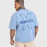 Férfi póló Iron Aesthetics X Washed, kék · záber 1