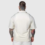 Oversized košile Iron Aesthetics Cuban, béžová · záber 2