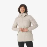 QUECHUA Dámska turistická bunda NH100 nepremokavá do -5°C béžová 2XL · záber 1