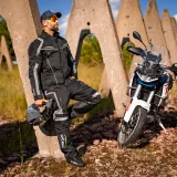 Moto nohavice W-TEC Smackton Farba čierno-šedo-oranžová, · záber 4