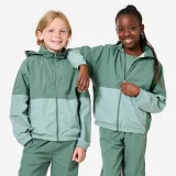 DECATHLON Detská nepremokavá ľahká bunda s kapucňou zelená 12-13 r (151-160 cm) · záber 1