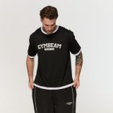 GymBeam Oversized Varsity T-Shirt Black - Méret: M | Szín: Fekete | Tömeg: 0,22 g | Csomag: 80 · záber 4