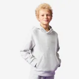 DOMYOS Detská bavlnená mikina s kapucňou svetlosivá 5-6 r (113-122 cm) · záber 1