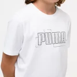PUMA Detské bavlnené tričko s potlačou biele 5-6 r (116 cm) · záber 2
