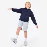 DECATHLON Unisex detská mikina na zips s kapucňou tmavomodrá 8-9 r (131-140 cm) · záber 2