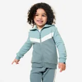 DOMYOS Detská mikina Basique na zips modro-bielo-sivá 4-5 r (103-112 cm) · záber 1