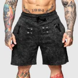Teplákové kraťasy Iron Aesthetics College, washed black · záber 1