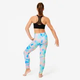 DOMYOS Dievčenské legíny na gymnastiku s vysokým pásom – biele 5-6 r (113-122 cm) · záber 2