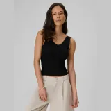 Top slim z žebrované pleteniny dámský - černý · záber 1