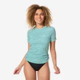 DECATHLON Dámske tričko Kanika s UV ochranou pásikavé zelené XS · záber 1