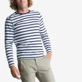 DECATHLON Pánske námornícke tričko Sailing 100 s dlhým rukávom bielo-modré S · záber 1