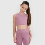 Dívčí sportovní rychleschnoucí crop top 4F JUNIOR x Anna Lewandowska - růžový · záber 1