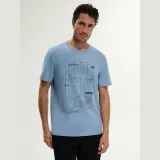 T-shirt regular s potlačou pánsky - modrý · záber 3