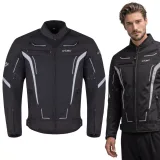 Letná pánska moto bunda W-TEC Mirelio Farba šedo-modro-červená, · záber 2