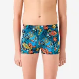 DECATHLON Chlapčenské boxerkové plavky Fitib modro-červeno-žlté 7-8 r (123-130 cm) · záber 1